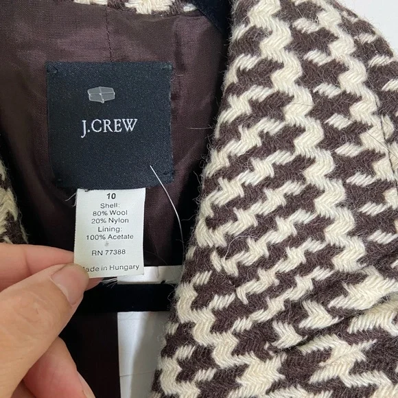 J. Crew Brown and Cream Houndstooth Trench Coat - Picture 5 of 7